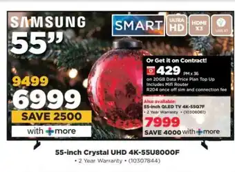 HiFi Corp Samsung 55-inch Crystal UHD 4K-55U8000F offer