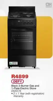 OK Furniture Black 3-Burner Gas and 1-Plate Electric Stove offer
