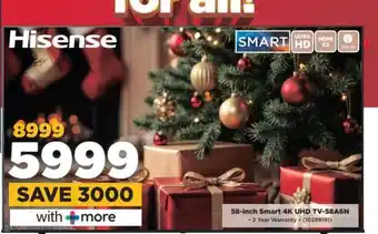 HiFi Corp Hisense 58-inch Smart 4K UHD TV-58A6N offer
