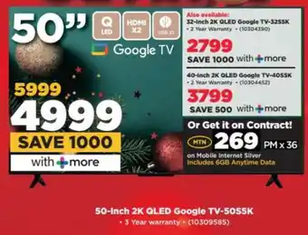 HiFi Corp 50-Inch 2K QLED Google TV-50S5K offer