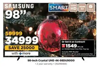 HiFi Corp Samsung 98-inch Crystal UHD 4K-98DU9000 offer