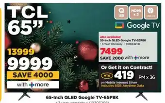 HiFi Corp 65-Inch QLED Google TV-65P8K offer