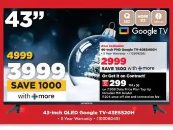 HiFi Corp 43-inch QLED Google TV-43E5520H offer
