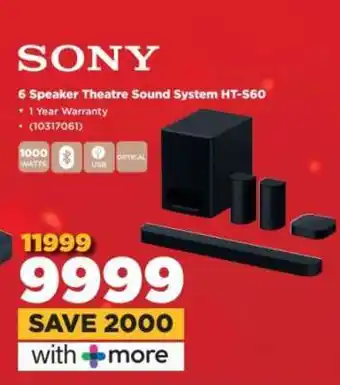 HiFi Corp Sony 6 Speaker Theatre Sound System HT-S60 offer