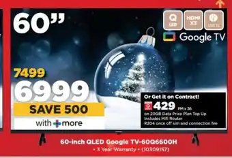HiFi Corp 60-inch QLED Google TV-60QG6600H offer