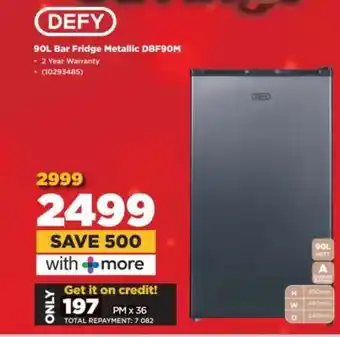HiFi Corp DEFY 90L Bar Fridge Metallic DBF90M offer