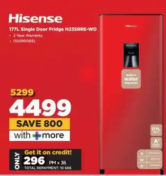 HiFi Corp Hisense 177L Single Door Fridge H235RRE-WD offer