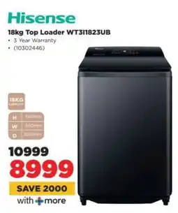 HiFi Corp Hisense 18kg Top Loader WT31I823UB offer