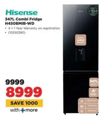 HiFi Corp Hisense 347L Combi Fridge H450BMIB-WD offer
