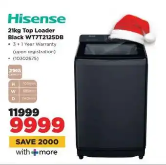 HiFi Corp Hisense 21Kg Top Loader Black WT7T2125DB offer