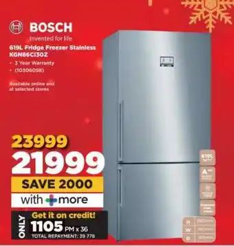 HiFi Corp Bosch 619L Fridge Freezer Stainless KGN86CI30Z offer