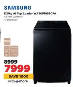 HiFi Corp Samsung 17.5kg AI Top Loader WA80F18S8CFA offer