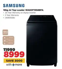 HiFi Corp Samsung 19kg AI Top Loader WA80F19S8BFA offer