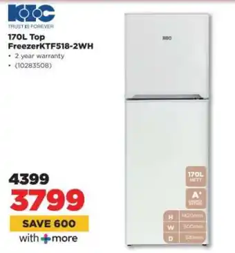 HiFi Corp 170L Top Freezer KTF518-2WH offer