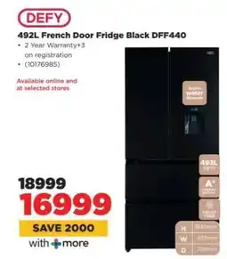 HiFi Corp DEFY 492L French Door Fridge Black DFF440 offer