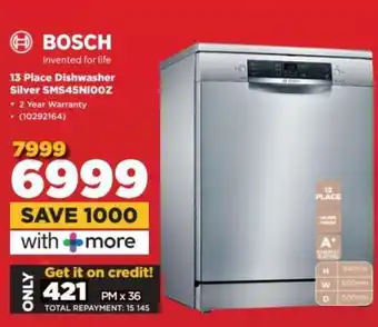 HiFi Corp Bosch 13 Place Dishwasher Silver SMS45NI00Z offer