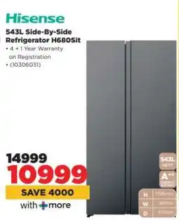 HiFi Corp Hisense 543L Side-By-Side Refrigerator H680SIT offer