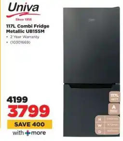 HiFi Corp Univa 117L Combi Fridge Metallic UB155M offer