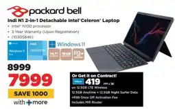 HiFi Corp Packard Bell Indi N1 2-in-1 Detachable Intel Celeron Laptop offer