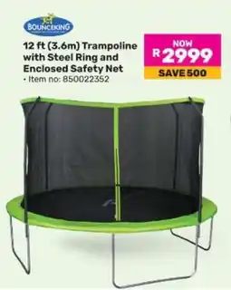 Game 12 ft (3.6m) Trampoline with Steel Ring and Enclosed Safety Net offer