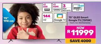 Game 75” QLED Smart Google TV (75P8K) offer