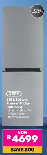 Game DEFY 210 L Bottom Freezer Fridge (DAC365) offer