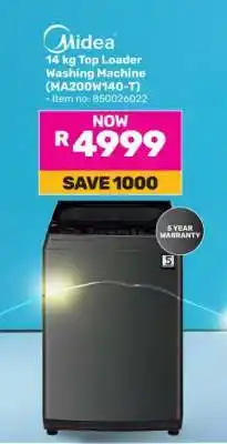 Game Midea 14 kg Top Loader Washing Machine (MA200W140-T) offer