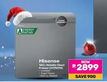 Game Hisense 142 L Metallic Chest Freezer (H175CFS) offer