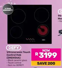 Game DEFY Vitroceramic Touch Control Hob (DHD406A) offer