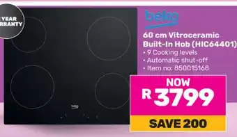 Game Beko 60 cm Vitroceramic Built-In Hob (HIC64401) offer