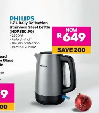 Game PHILIPS 1.7 L Daily Collection Stainless Steel Kettle (HD9350.90) offer