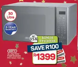 Pick n Pay Hypermarket DEFY Mirror Finish Electronic Microwave Oven offer