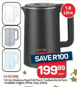 Pick n Pay Hypermarket GOLDAIR Stainless Steel Cool Touch Cordless Kettle offer