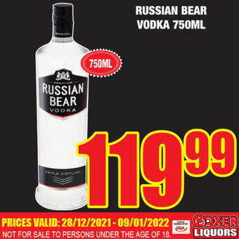 Russian Bear Vodka 750ml