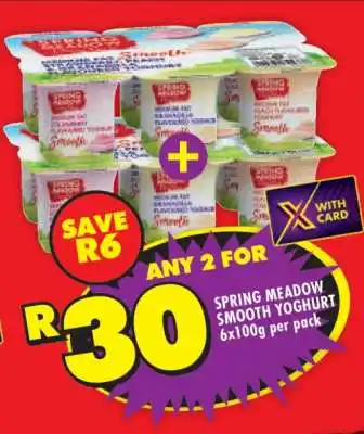 Shoprite SPRING MEADOW SMOOTH YOGHURT 6x100g per pack offer