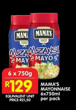 Shoprite MAMA’S MAYONNAISE 6x750ml per pack offer