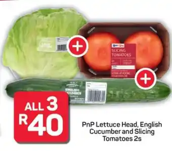 Pick n Pay Hypermarket PnP Lettuce Head, English Cucumber and Slicing Tomatoes 2s offer