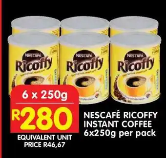 Shoprite NESCAFÉ RICOFFY INSTANT COFFEE 6x250g per pack offer