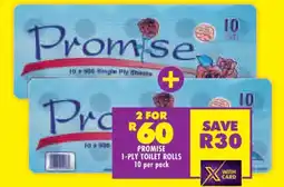 Shoprite PROMISE 1-PLY TOILET ROLLS 10 per pack offer
