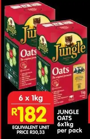 Shoprite JUNGLE OATS 6x1kg per pack offer