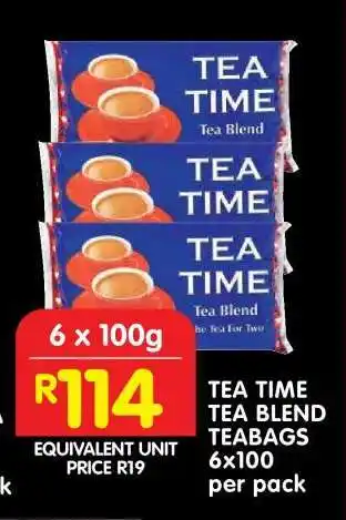 Shoprite TEA TIME TEA BLEND TEABAGS 6x100 offer