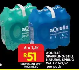 Shoprite AQUELLÉ SPARKLING/STILL NATURAL SPRING WATER 6x1,5ℓ offer