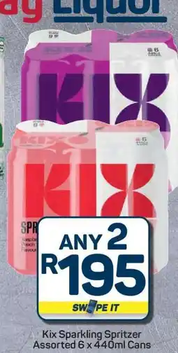 Pick n Pay Hypermarket Kix Sparkling Spritzer Assorted 6 x 440ml Cans offer