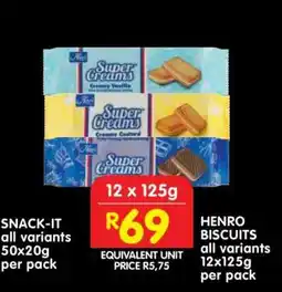 Shoprite HENRO BISCUITS all variants 12x125g per pack offer