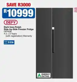 OK Furniture DEFY Dark Inox-Finish Side-by-Side Freezer Fridge offer
