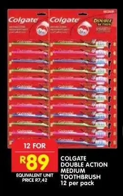 Shoprite COLGATE DOUBLE ACTION MEDIUM TOOTHBRUSH 12 per pack offer