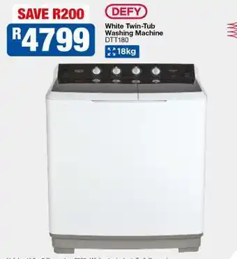 OK Furniture DEFY White Twin-Tub Washing Machine DTT180 offer