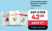 PEP La Lab Sheet Masks Charcoal/Vitamin C/Facial Acne-For Any 2 offer
