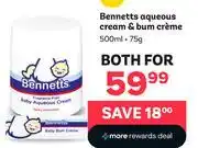 PEP Bennetts Aqueous Cream & Bum Creme (500ml + 75g)-For Both offer
