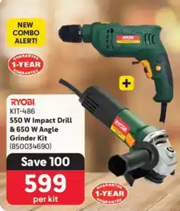 Makro RYOBI 550 W Impact Drill & 650 W Angle Grinder Kit offer
